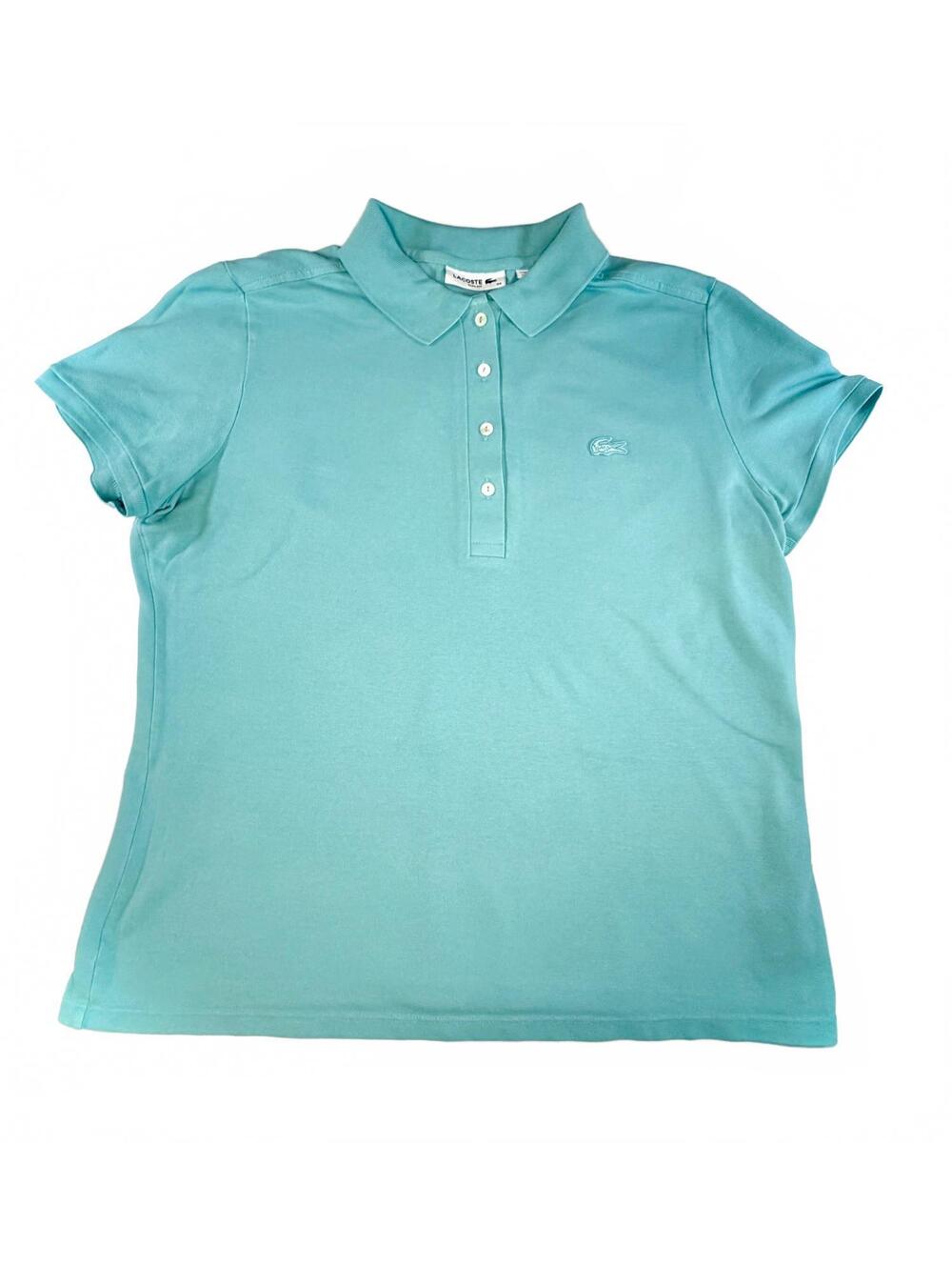 Lacoste Womens Slim Fit Polo Shirt Sz 44 XLarge Aqua Turquoise Blue PF5462